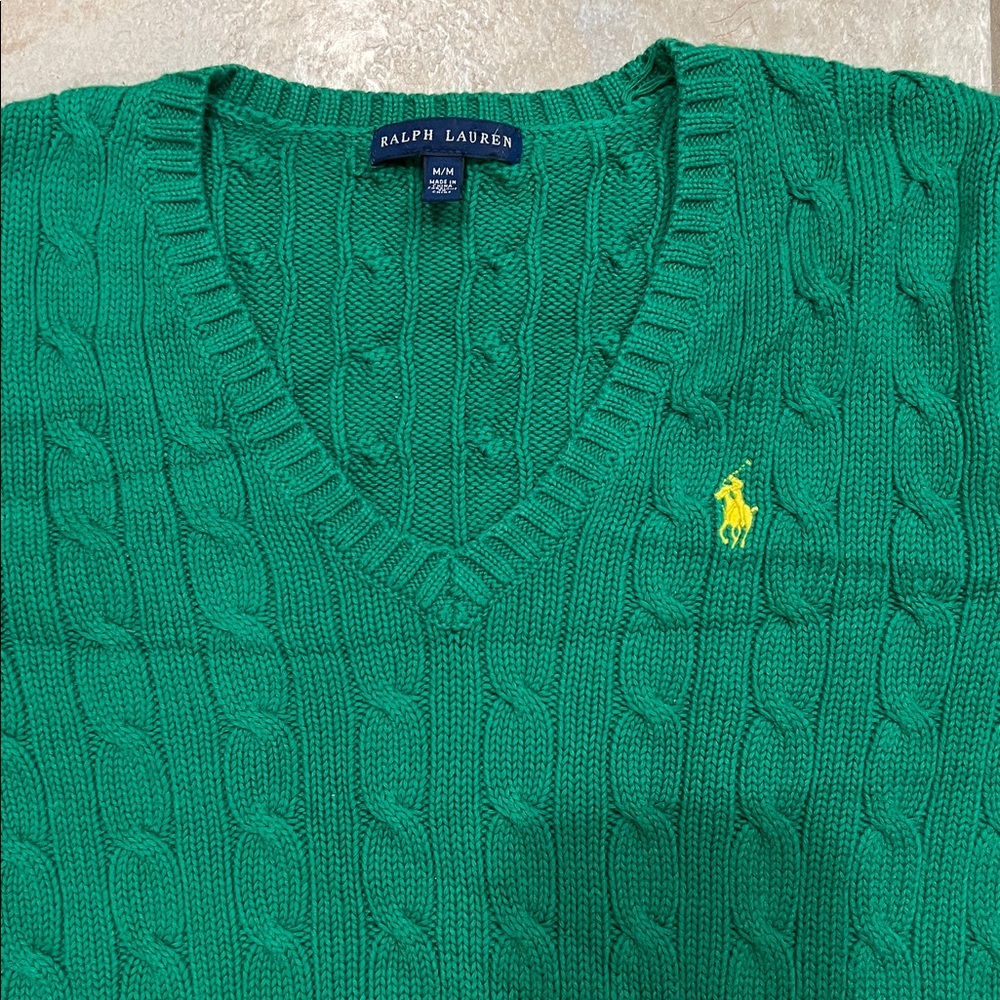 Ralph Lauren Green V-Neck Sweater - Picture 4 of 10